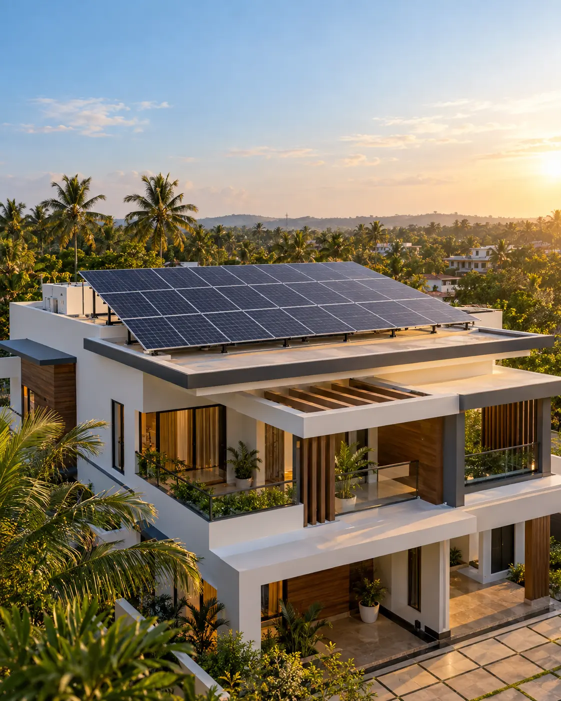 Solar panel installation in Trivandrum for a residential home